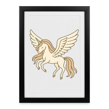 Flying Pastel Pegasus Unicorn with Wings - Framed poster (27 × 37 cm) - black - Front