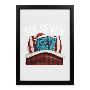 67 Six Seven Pyjama Italian meme Schlafshirt - Gerahmtes Poster (27 × 37 cm) - Schwarz - Vorne