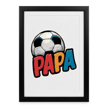 Ballon de football Papa - Affiche encadrée (27 × 37 cm) - noir - Devant