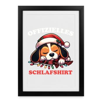 Official Sleep Shirt Christmas Beagle - Framed poster (27 × 37 cm) - black - Front