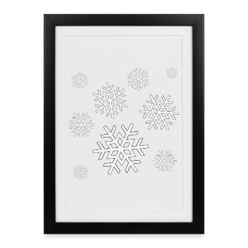 Motif hivernal des flocons de neige blancs - Affiche encadrée (27 × 37 cm) - noir - Devant