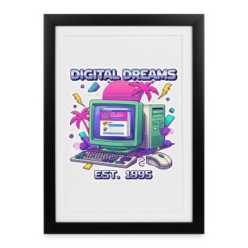 Digital Dreams 1995 – Vintage PC Design - Framed poster (27 × 37 cm) - black - Front