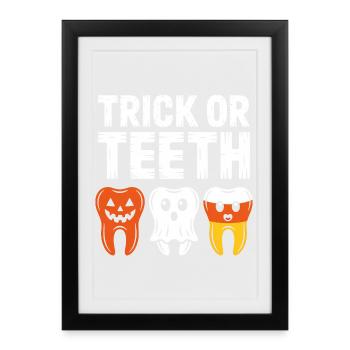 Trio d’Halloween Trick or Teeth - Affiche encadrée (27 × 37 cm) - noir - Devant