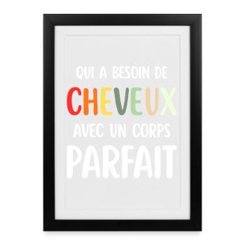 Mann Humor Glatzkopf Geschenk Mann Humor Witz Glatzköpfigkeit - Gerahmtes Poster (27 × 37 cm) - Schwarz - Vorne