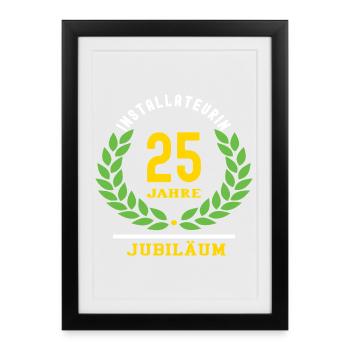 Anniversaire du plombier 25 ans 25e - Affiche encadrée (27 × 37 cm) - noir - Devant