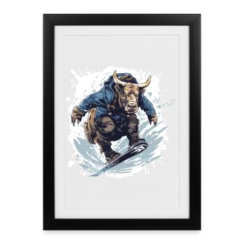 Bulle Snowboard Taurus - Affiche encadrée (27 × 37 cm) - noir - Devant