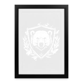 Illustration du bouclier de l’ours - Affiche encadrée (27 × 37 cm) - noir - Devant