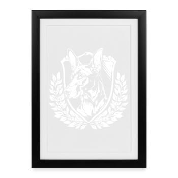 Doberman Shield with Laurel - Framed poster (27 × 37 cm) - black - Front