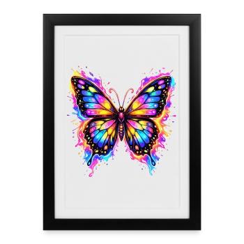 Butterfly Neon - Framed poster (27 × 37 cm) - black - Front