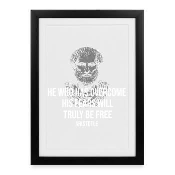 Citation d’Aristote sur la liberté intrépide - Affiche encadrée (27 × 37 cm) - noir - Devant