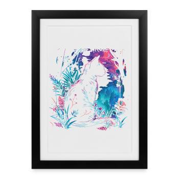 Chat de la Nuit dans les Jardins Néon - Affiche encadrée (27 × 37 cm) - noir - Devant