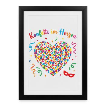 carnival and carnival confetti in the heart Pullover Hoodie - Framed poster (27 × 37 cm) - black - Front