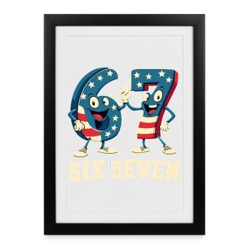 US Flag 67 Memes Six Seven - Affiche encadrée (27 × 37 cm) - noir - Devant