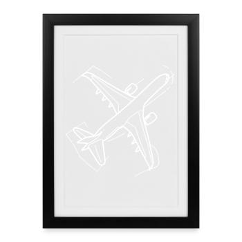 Airplane Drawing - Framed poster (27 × 37 cm) - black - Front