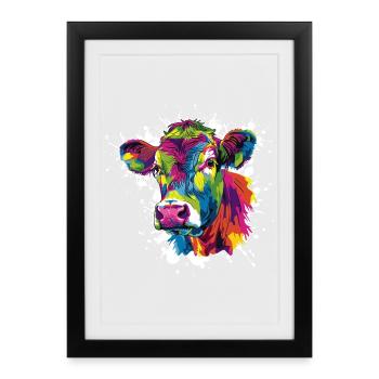 Cow Pop Art Color Explosion - Framed poster (27 × 37 cm) - black - Front