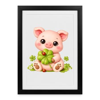Un joli cochon en massepain - Affiche encadrée (27 × 37 cm) - noir - Devant