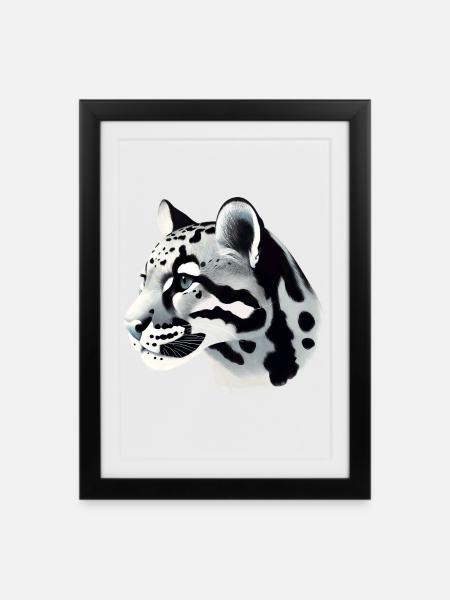 Clouded leopard - Framed poster (27 × 37 cm) - black