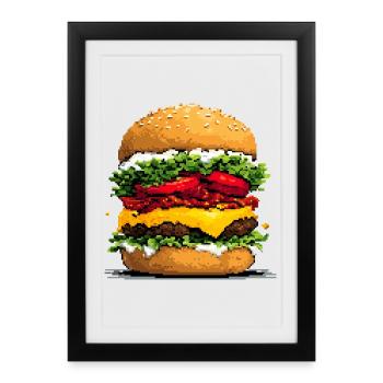 Pixelhamburger Retro Pixel Art - Framed poster (27 × 37 cm) - black - Front