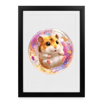 Colorful hamster in bubble ball - Framed poster (27 × 37 cm) - black - Front