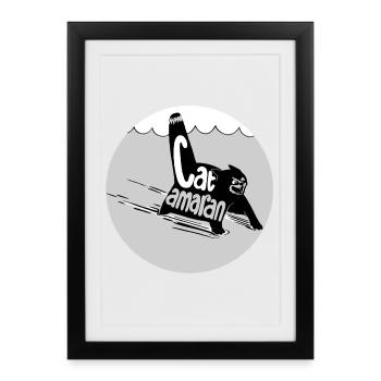 Type-o-Cat #16 CATamaran - Affiche encadrée (27 × 37 cm) - noir - Devant