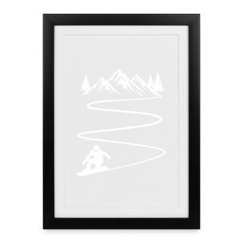 Snowboard and Mountain Snowboarding - Framed poster (27 × 37 cm) - black - Front