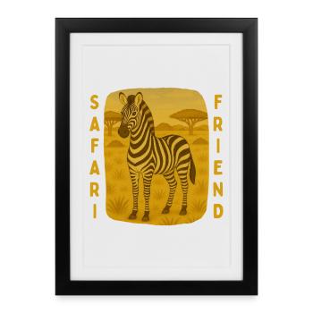 Le zèbre sur Safari - Affiche encadrée (27 × 37 cm) - noir - Devant