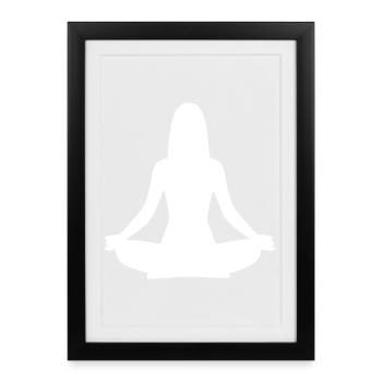 Yoga Forms Silhouettes White Meditation - Framed poster (27 × 37 cm) - black - Front