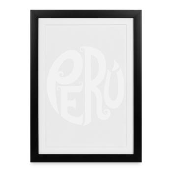 Pérou - Typographie ornée - Affiche encadrée (27 × 37 cm) - noir - Devant