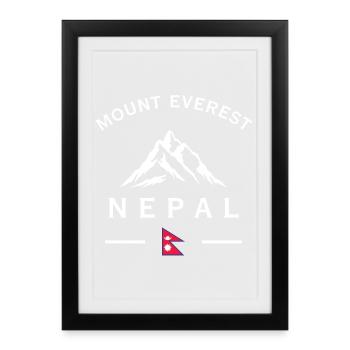T-shirt avec le logo de la montagne Everest Nepal - Affiche encadrée (27 × 37 cm) - noir - Devant
