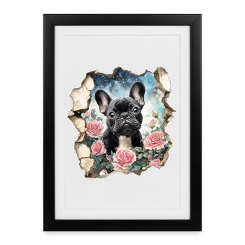 Bouledogue français - Affiche encadrée (27 × 37 cm) - noir - Devant