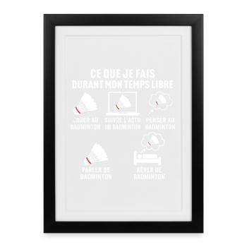 jouer au badminton - Affiche encadrée (27 × 37 cm) - noir - Devant