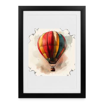 Rainbow Balloon Watercolor - Framed poster (27 × 37 cm) - black - Front