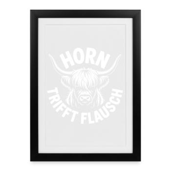 Le cor des Highlands rencontre le fluff - Affiche encadrée (27 × 37 cm) - noir - Devant