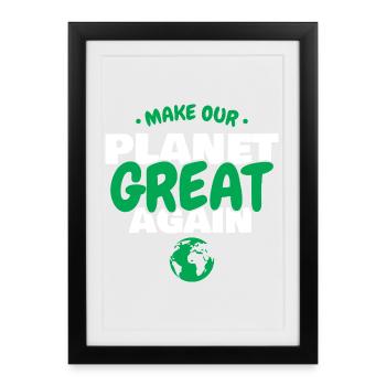 Faire de notre planète une grande écologie verte de la Terre Art - Affiche encadrée (27 × 37 cm) - noir - Devant