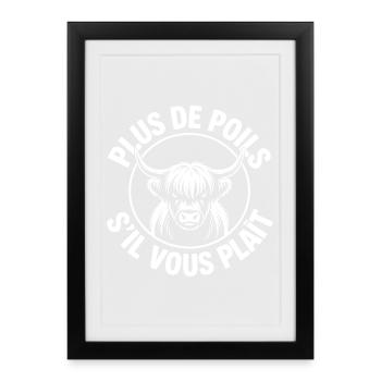 Vache Highland Poils - Affiche encadrée (27 × 37 cm) - noir - Devant