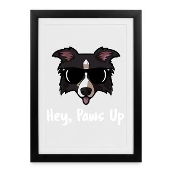 Lunettes de soleil Border Collie Hé, Mains en l’air, chien drôle - Affiche encadrée (27 × 37 cm) - noir - Devant