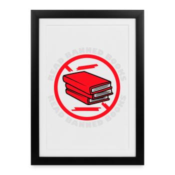 Lire des livres interdits Verbotene Bücher Lesen Freiheit - Affiche encadrée (27 × 37 cm) - noir - Devant