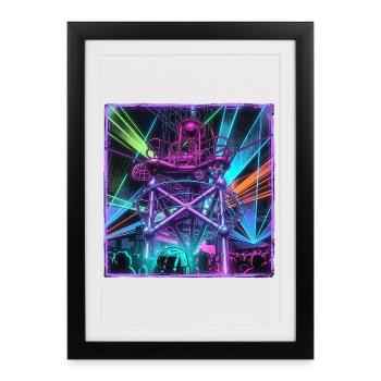 Rétro Rave Electro - Affiche encadrée (27 × 37 cm) - noir - Devant