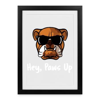 Bouledogue cool Hey pattes en l’air des lunettes de soleil Art de chien - Affiche encadrée (27 × 37 cm) - noir - Devant