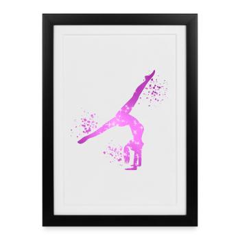 Gymnaste Fille Gymnastique Acrobatie - Affiche encadrée (27 × 37 cm) - noir - Devant