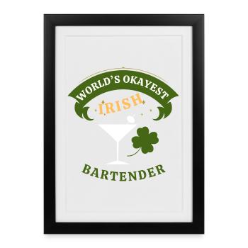 Barman irlandais - le barman irlandais le plus sympa - Affiche encadrée (27 × 37 cm) - noir - Devant