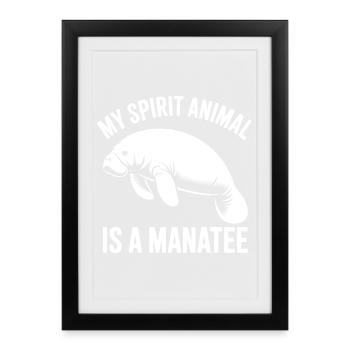 Manatee Spirit Tier - Affiche encadrée (27 × 37 cm) - noir - Devant