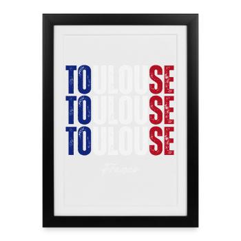 Toulouse, France, j’adore Toulouse - Affiche encadrée (27 × 37 cm) - noir - Devant