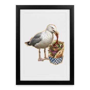 Mouette kebab - Affiche encadrée (27 × 37 cm) - noir - Devant