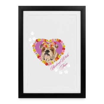 Resting B!tch Face Bulldog - Framed poster (27 × 37 cm) - black - Front