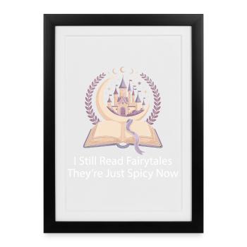 Fille cadeau des livres fantastiques du château de contes de fées - Affiche encadrée (27 × 37 cm) - noir - Devant