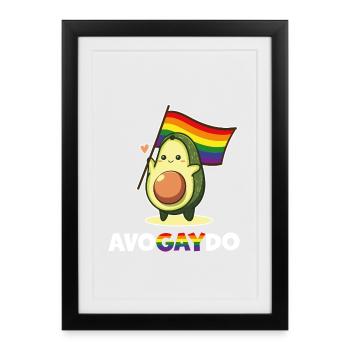Avocado gay pride funny rainbow flag LGBT - Framed poster (27 × 37 cm) - black - Front