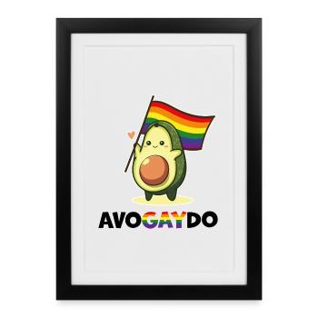 Avocado gay pride saying rainbow flag LGBT - Framed poster (27 × 37 cm) - black - Front