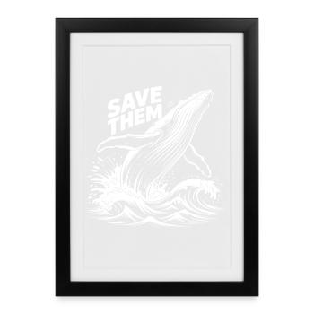 Sauvez les baleines - Affiche encadrée (27 × 37 cm) - noir - Devant