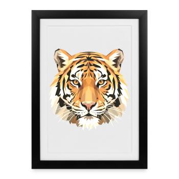 Estampe géométrique de tête de tigre - Affiche encadrée (27 × 37 cm) - noir - Devant